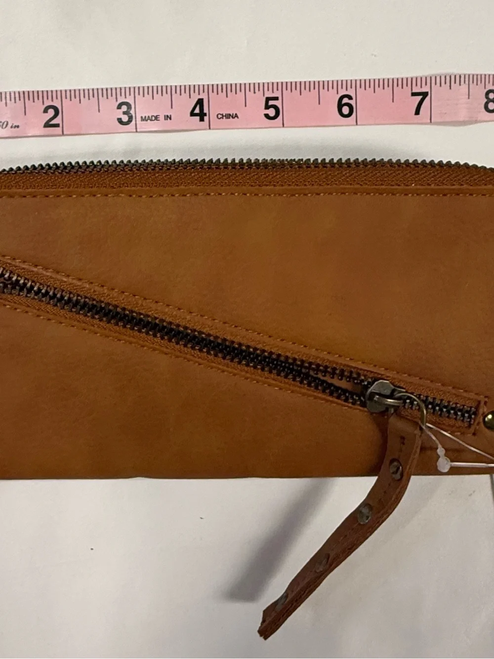 Free People Distressed Vegan Leather Zip Wallet Wristlet NWT Brown